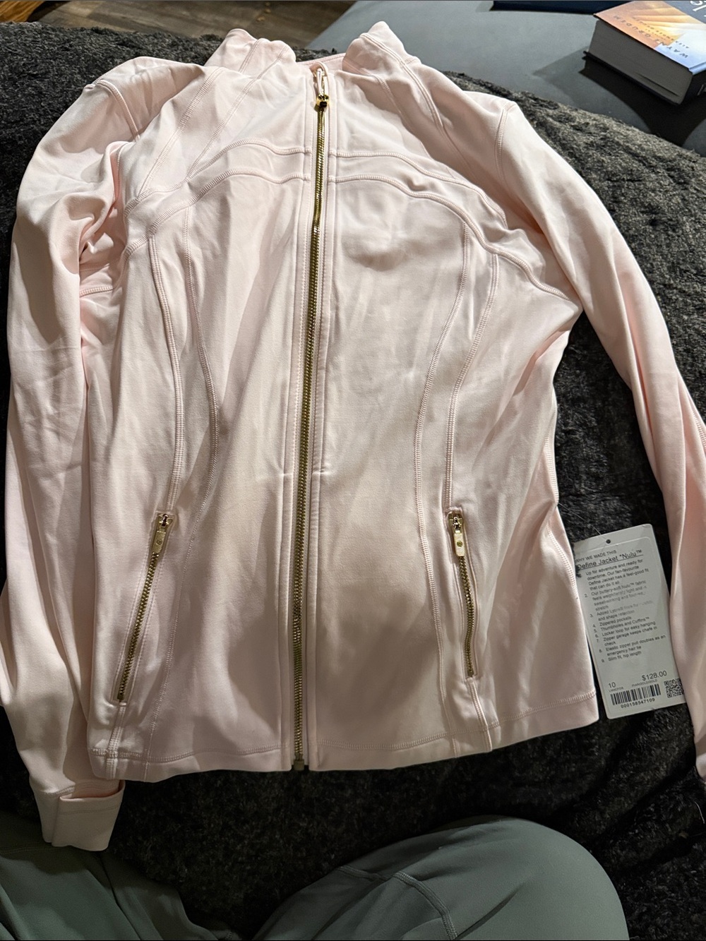 lululemon athletica Light Pink Zip-Up Bomber Jacket with Gold Hardware